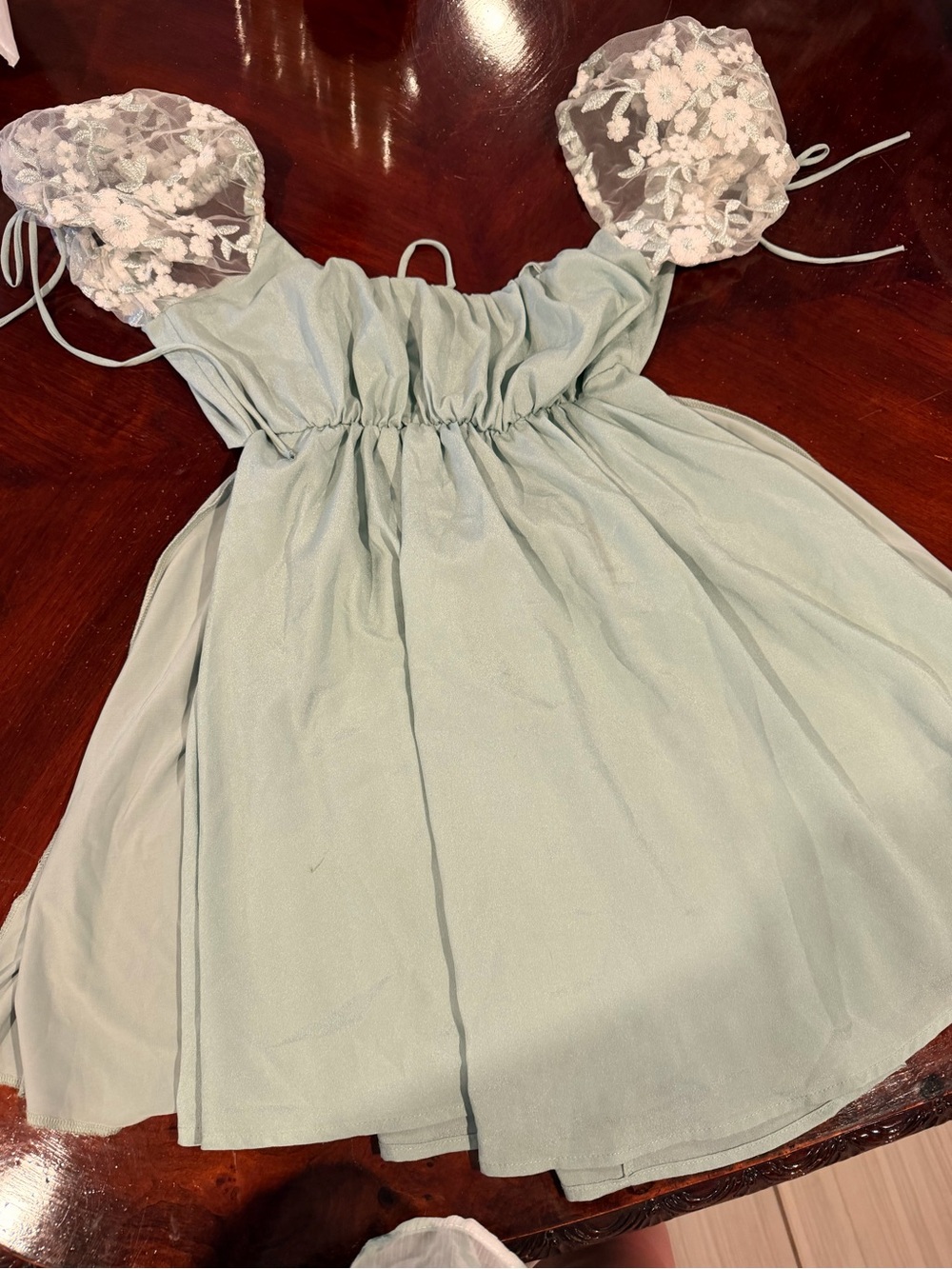 Lucy in the Sky Sage Green Puff Sleeve Sundress